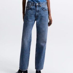 Zara The Amber Jeans High-Rise Straight-Leg Blue